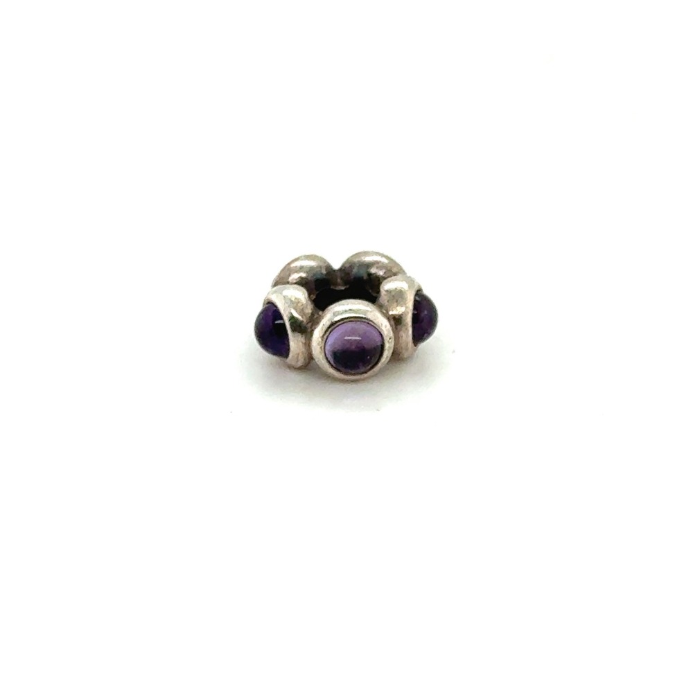 Pandora Retired Cabuchon Purple Floral Spacer Charm